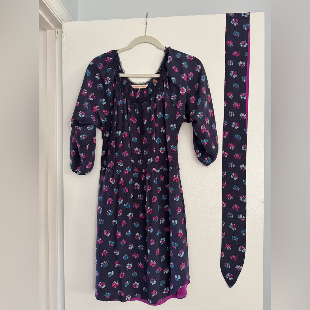 Rebecca Taylor silk dress with belt. Size 0. Like new